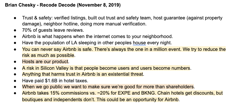 5/  @bchesky on  @Recode (November 2019):"Anything that harms trust in  $ABNB is an existential threat." https://podcasts.apple.com/us/podcast/recode-decode-brian-chesky/id1011668648?i=1000456226763