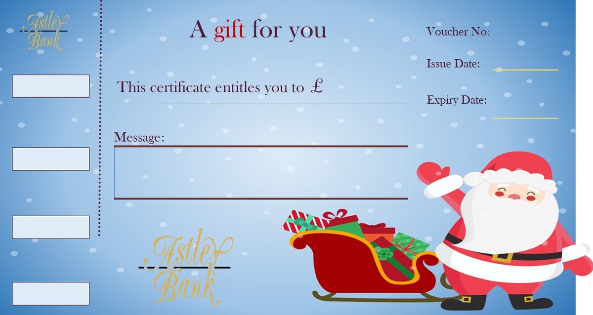Why not buy your loved ones an Astley Bank Christmas Voucher this year? simply call our Reception Team on 01254 777700.