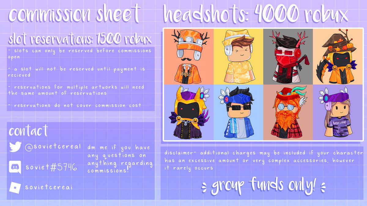 Kaspen Closed 2 2 On Twitter Hi All Commissions Are Officially Open With 4 Slots Available Dm Me For Inquiries Roblox Robloxdev Robloxgfx Robloxart Https T Co Ac1vqr6lsc - roblox commissions twitter