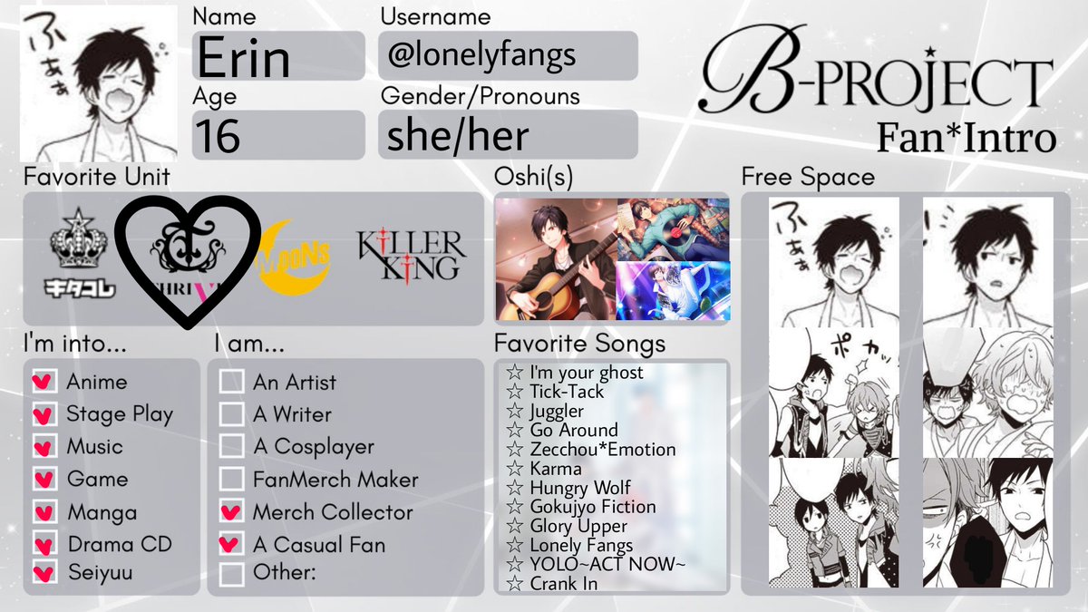 lonelyfangs's tweet photo. here's my #BproIntro !!
i really like goshi,,, a lot
~♡~
clear templates are here (theres japanese ones too!):
https://t.co/W5V5Oh2dij
#Bプロ #BProject https://t.co/yChECDgXvB