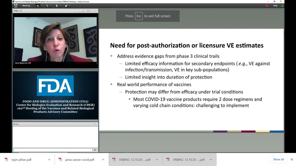 Although the  @Pfizer trial involved +40K volunteers, there are still lots of questions that will need to be answered after the vaccine is given to millions of people. Is it as effective IRL as in a trial? What if people get a late 2nd dose? How long does protection last?  #VRBPAC