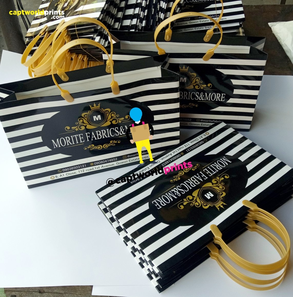 CaptworldPrints's tweet image. We produce beautiful and thick Paper Bags #branding SEGA Timi Adigun Lekan Kiki #packingbags