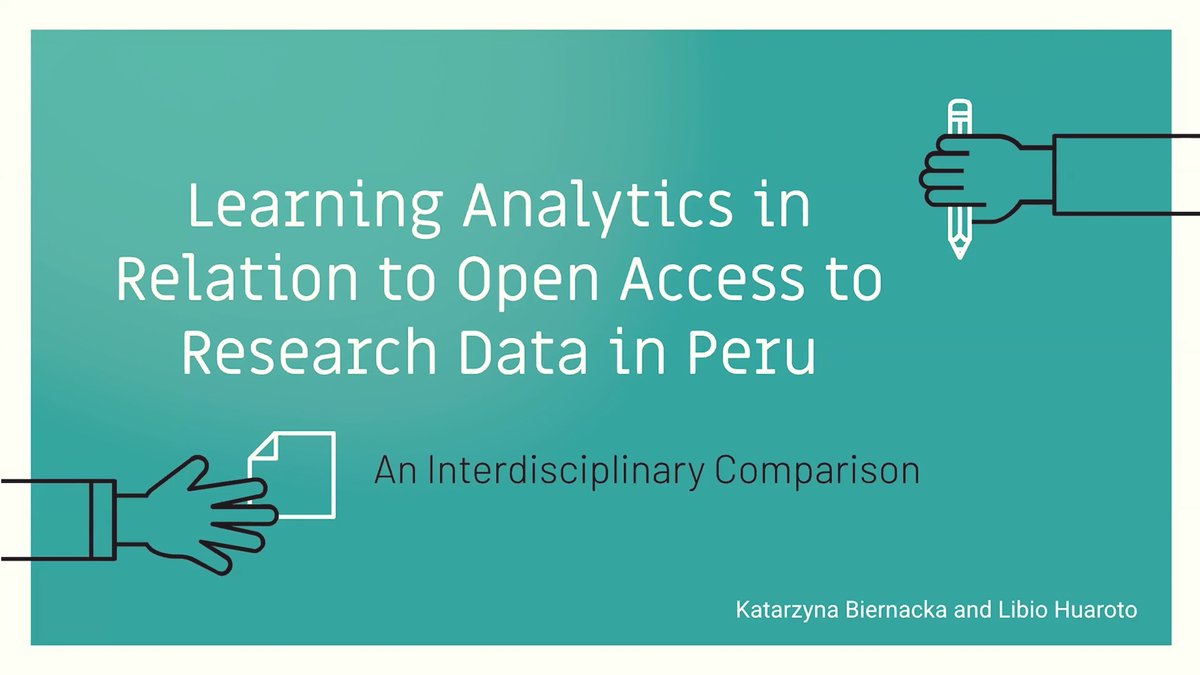 Les compartimos la presentación del artículo "Learning Analytics in Relation to Open Access to Research Data in Peru. An Interdisciplinary Comparison." disertado durante la III Conferencia Latinoamericana de Analíticas de Aprendizaje.

youtu.be/faOgFZIVqIo