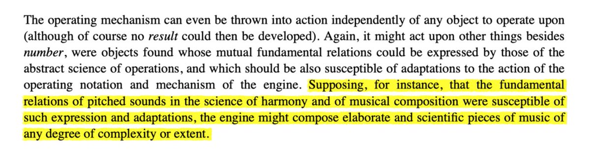 Lovelace even envisioned a machine that "might compose elaborate and scientific pieces of music."