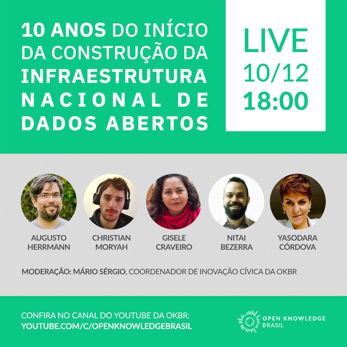 Daqui a pouco, às 18h, começa a live sobre os 10 anos do Início da Construção da Infraestrutura Nacional de Dados Abertos. Assista aqui: youtu.be/1rCsoU7XSdM