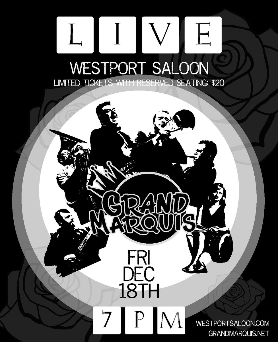 Friday, December 18th
Grand Marquis live from The Westport Saloon
In person ticketing or Live Streamed to the comfort of your home!
#supportlivemusic #supportlocalbusiness #westportkc
westportsaloon.com/event/grand-ma…