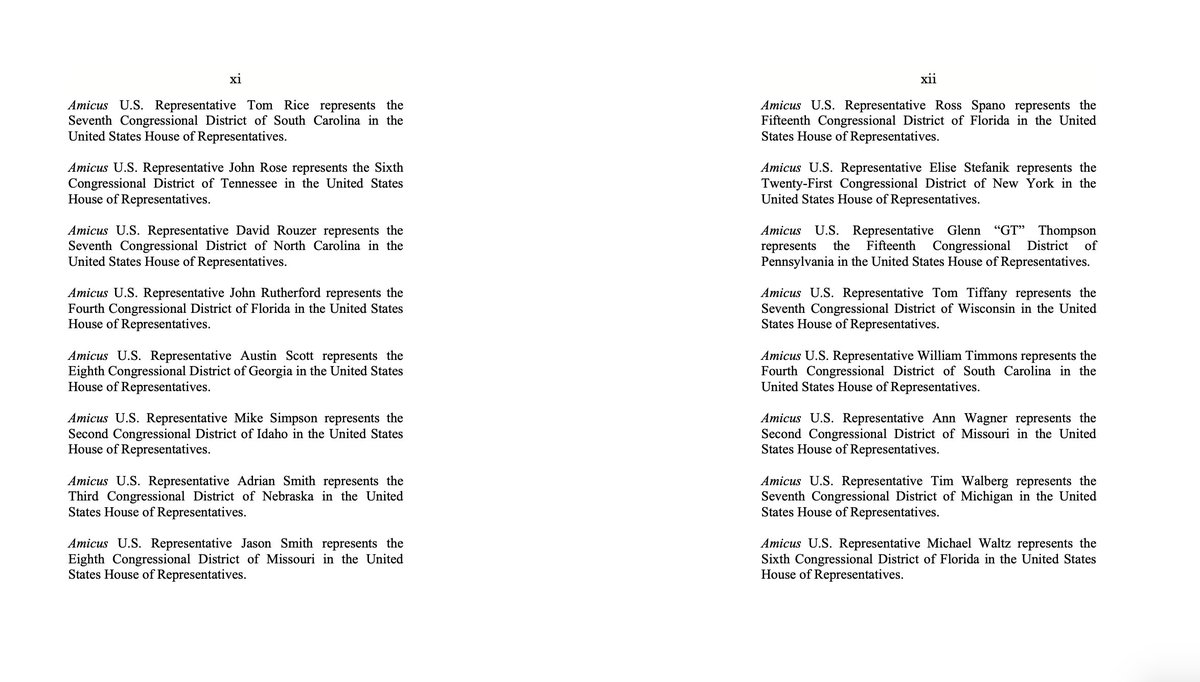 JUST IN: New amicus brief from 106 Republican House members in support of Texas' bid to overturn President-elect Joe Biden's win in the Supreme Court. Here they are