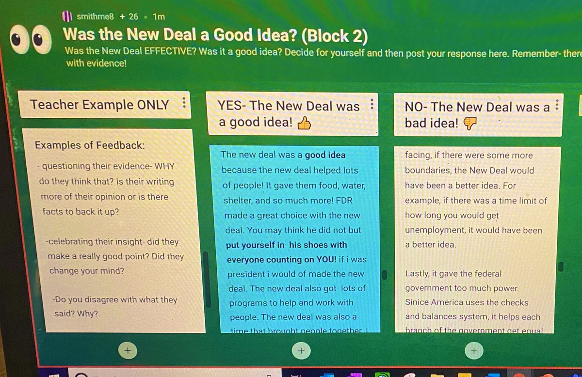 msSmithteaches5's tweet photo. Whoa. Where have virtual classroom  debates been all my life?! @padlet @WESWildcat https://t.co/bzQTEfLecp