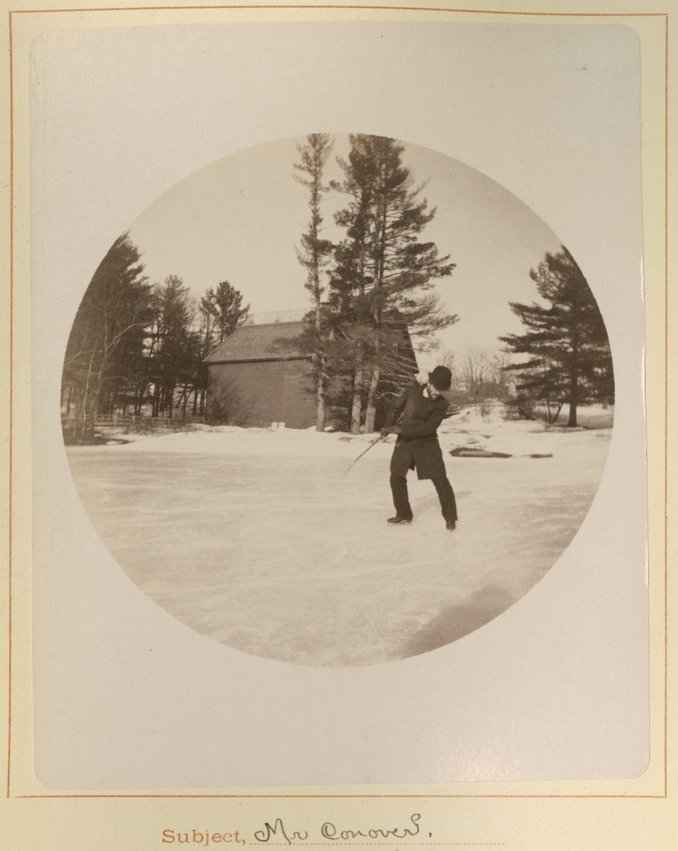 OhrstromLibrary's tweet photo. This photo was taken in 1890 by Theodore Mitchell Hastings, Form of 1894, and shows the Rev. James Potter Conover (Form of 1876 and faculty from 1882-1915) playing hockey on Lower School Pond - near the current location of Ohrstrom Library. #ThrowbackThursday #TBT https://t.co/lN3hwUHt2z