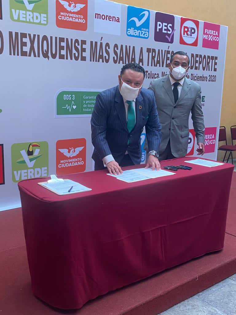 Presentación y Firma del “PACTO POR UNA SOCIEDAD MÁS SANA A TRAVÉS DEL DEPORTE” el objetivo es Coadyuvar en la promoción de la  Salud a través del Deporte en los habitantes del EDOMEX, un hecho histórico donde los Partidos Pliticos sumaron voluntades en favor de los ciudadanos.