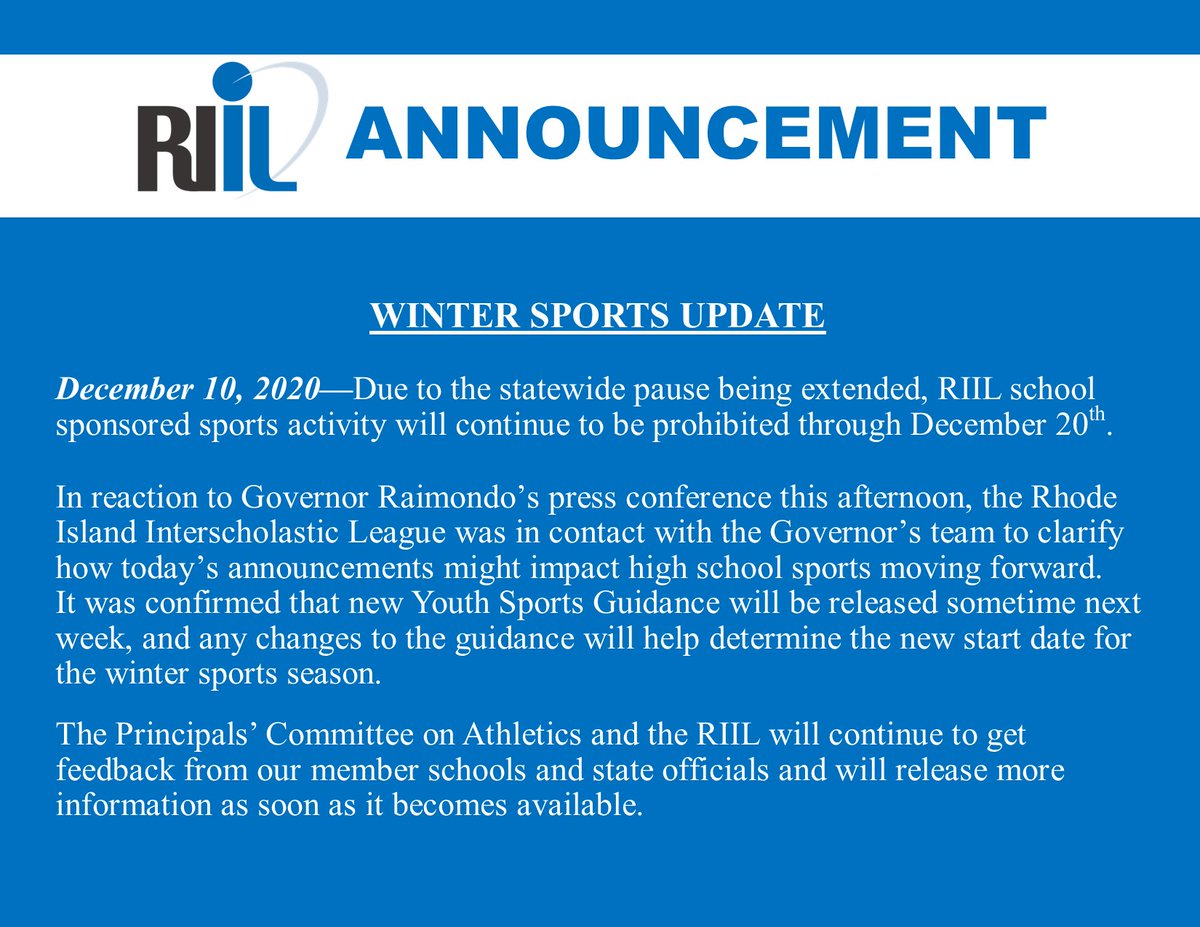 RIIL Winter Sports Update -  12/10/20
<a href="/NFHS_Org/">NFHS</a>