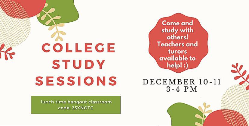 Our first of 4 study sessions will be later today! Please come if you need any assistance for studying for finals! @FSUSD_ECHS