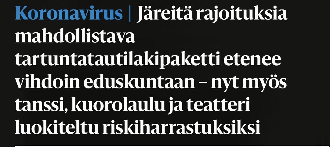 Kyllähän tämä on aina tiedetty, että kaikki kulttuuriharrastukset, kuorolaulu ja teatteri etunenässä, ovat riskiharrastuksia. #hsfi