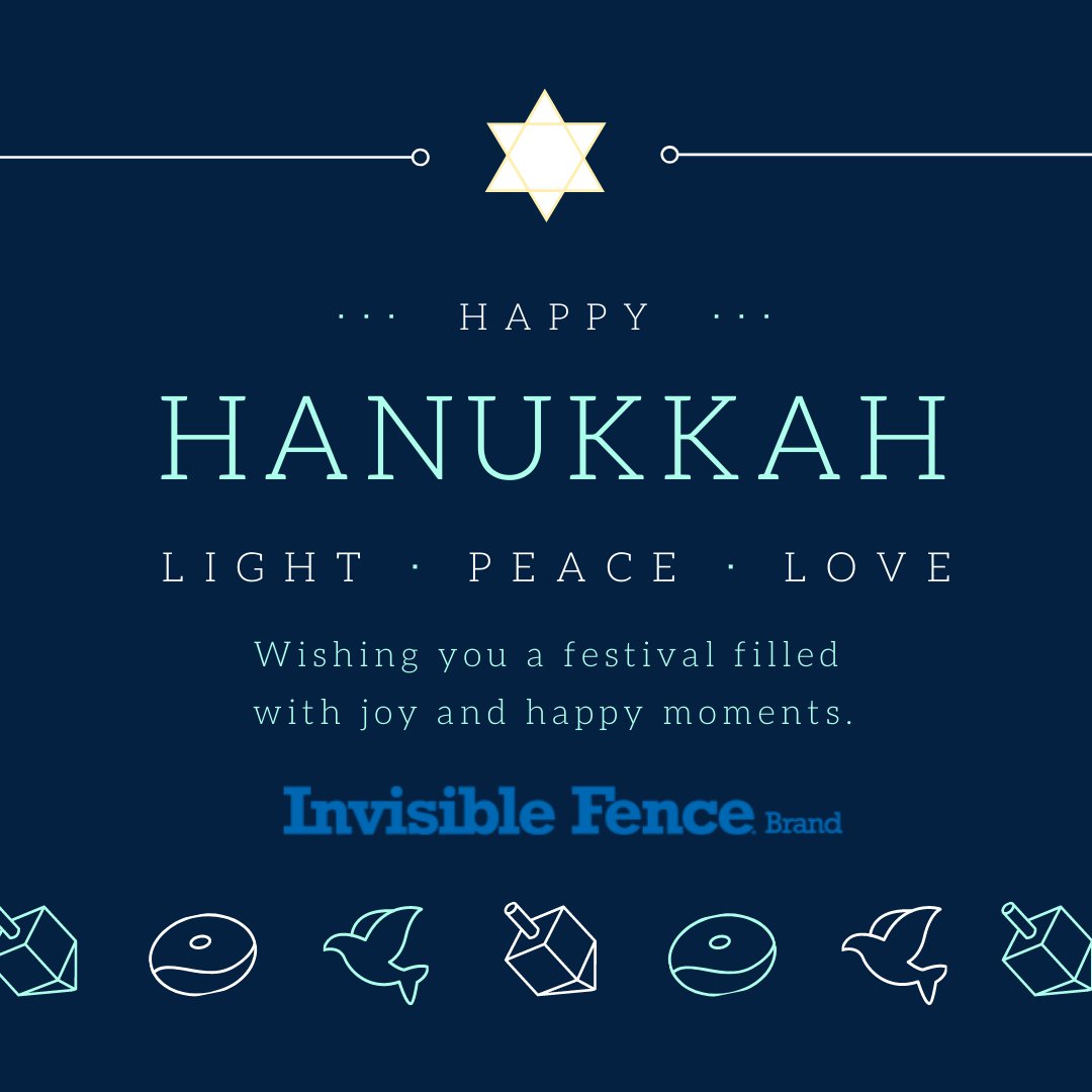 InvisibleByFF's tweet photo. Wishing you peace, love, and laughter this Hannukkah and throughout the coming year. #HappyHanukkah #FestivalofLights #Peace #Prosperity #NewYear #Family #InvisibleFencebyForeverFence #NJFence #NJPets #PetSafety #BackyardSolutions #TheGoalGroupofNJ #VeteranOwnedBusiness https://t.co/xVN3FcNrFj