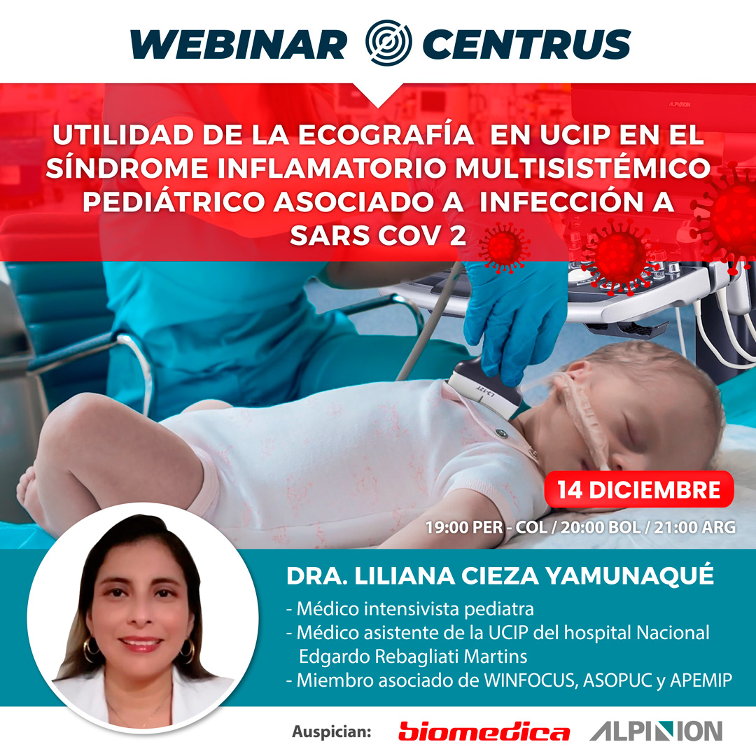 escuelacentrus's tweet photo. #WEBINAR CENTRUS
Utilidad de la ecografía en UCIP en el síndrome inflamatorio 
multisistémico pediátrico asociado a infección a SARS COV 2

✔️ Registrese en:
https://t.co/Q1tLq5wxhH
.
✔️ Ponente: Dra. Liliana Cieza Yamunaqué https://t.co/dbm6K4sHb5