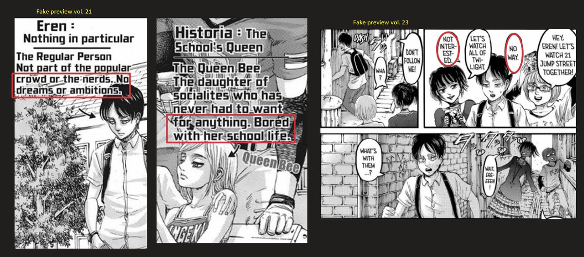 Historia and Eren are bored in the fake previews 