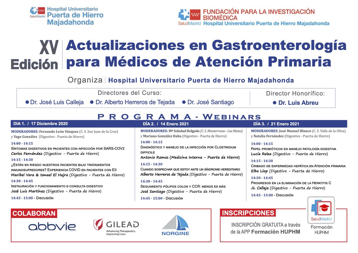 A.Herreros De Tejada (@aherrerostejada) on Twitter photo Abierto el periodo de inscripción gratuita a la XV edición del curso "Actualizaciones en Gastroenterología para Médicos de Atención Primaria" <a href="/DigestivoPdH/">Digestivo Puerta de Hierro</a>
👉👉👉 youtube.com/watch?v=5orz11… Abierto el periodo de inscripción gratuita a la XV edición del curso "Actualizaciones en Gastroenterología para Médicos de Atención Primaria" <a href="/DigestivoPdH/">Digestivo Puerta de Hierro</a>
👉👉👉 youtube.com/watch?v=5orz11…