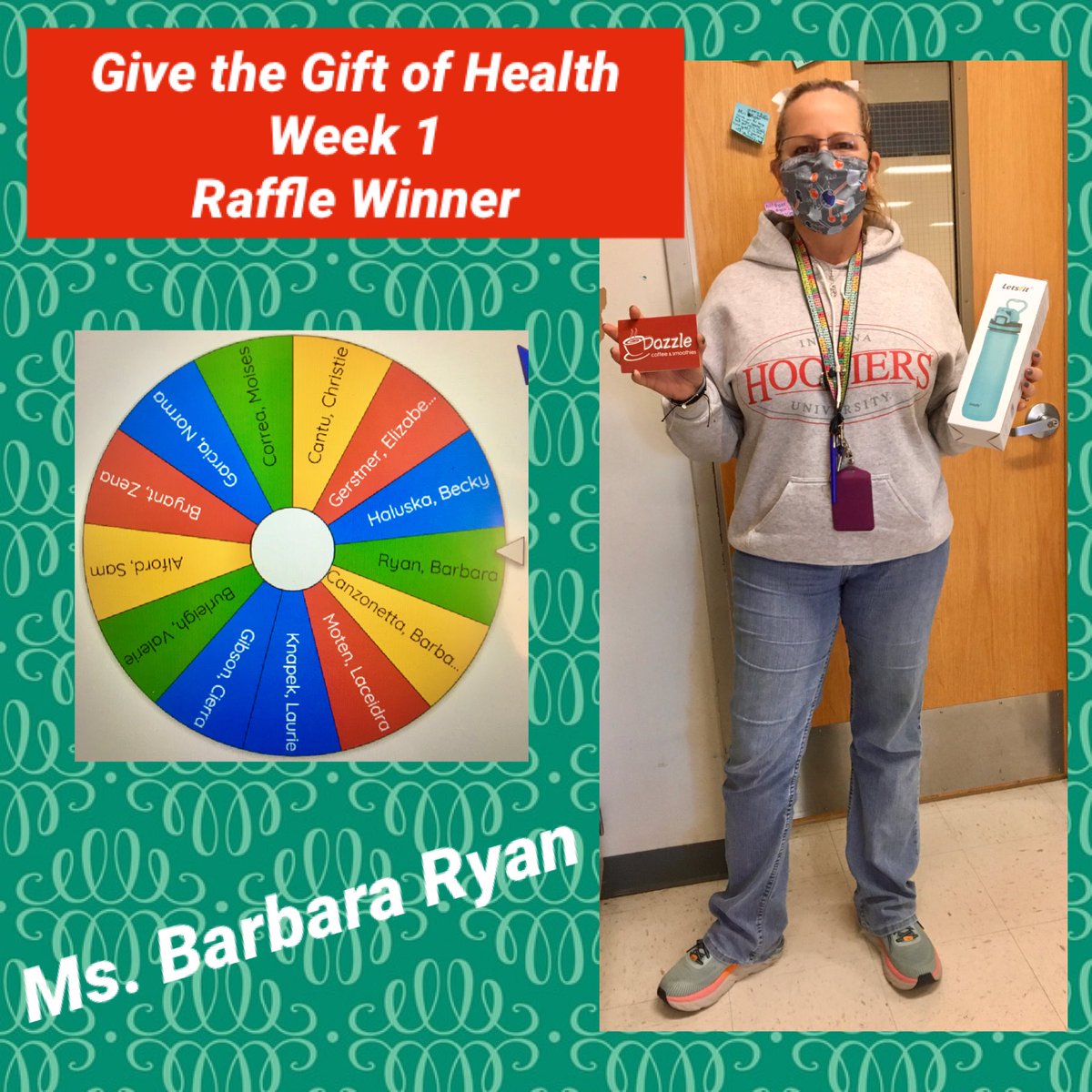 CHAMPS PfISD (@champs_pfisd) on Twitter photo The PMS week 1 participation raffle winner for Give the Gift of Health was Ms. Barbara Ryan! She won a Dazzle gift card and a water bottle. #PfOWNIt #GiveHealth2020 <a href="/HealthCodeIAM/">HealthCode</a> <a href="/pfisd/">Pflugerville ISD</a> <a href="/PflugervilleMS/">Pflugerville Middle</a> The PMS week 1 participation raffle winner for Give the Gift of Health was Ms. Barbara Ryan! She won a Dazzle gift card and a water bottle. #PfOWNIt #GiveHealth2020 <a href="/HealthCodeIAM/">HealthCode</a> <a href="/pfisd/">Pflugerville ISD</a> <a href="/PflugervilleMS/">Pflugerville Middle</a>
