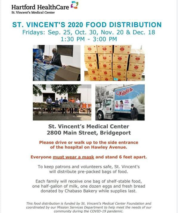 CityofBptCT's tweet photo. St. Vincent’s 2020 Food Distribution
December 18th
1:30pm-3pm
2800 Main Street
#Bridgeport #BPTUpdate #FoodDistribution https://t.co/9f3LwyyUO7