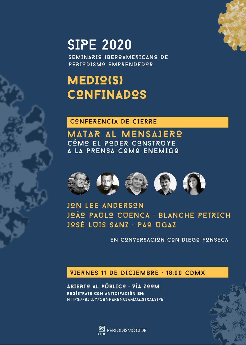 DiegoFonsecaDF's tweet photo. Día 4 en #SIPE2020.
Hoy:

· @mtronderos (@CLIP_AmericaLat)
· @RootMuniz (@RuidoEnLaRed)
· @lularoal (@porCausaorg)
· @lauzommer (@Chequeado)

Mañana, #OpenTalk «Matar al mensajero»
@jonleeanderson @blanchepetrich @jpcuenca 
Registro gratis https://t.co/ifc55i86WF https://t.co/bppenD7Fv2