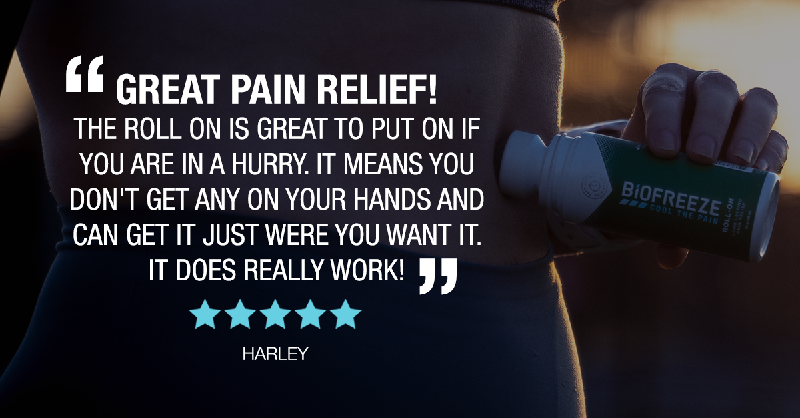 BiofreezeUK's tweet photo. Our roll on is fantastic for quick use and for those hard to reach sore spots. Check out this five-star review from one of our customers! 🌟👇