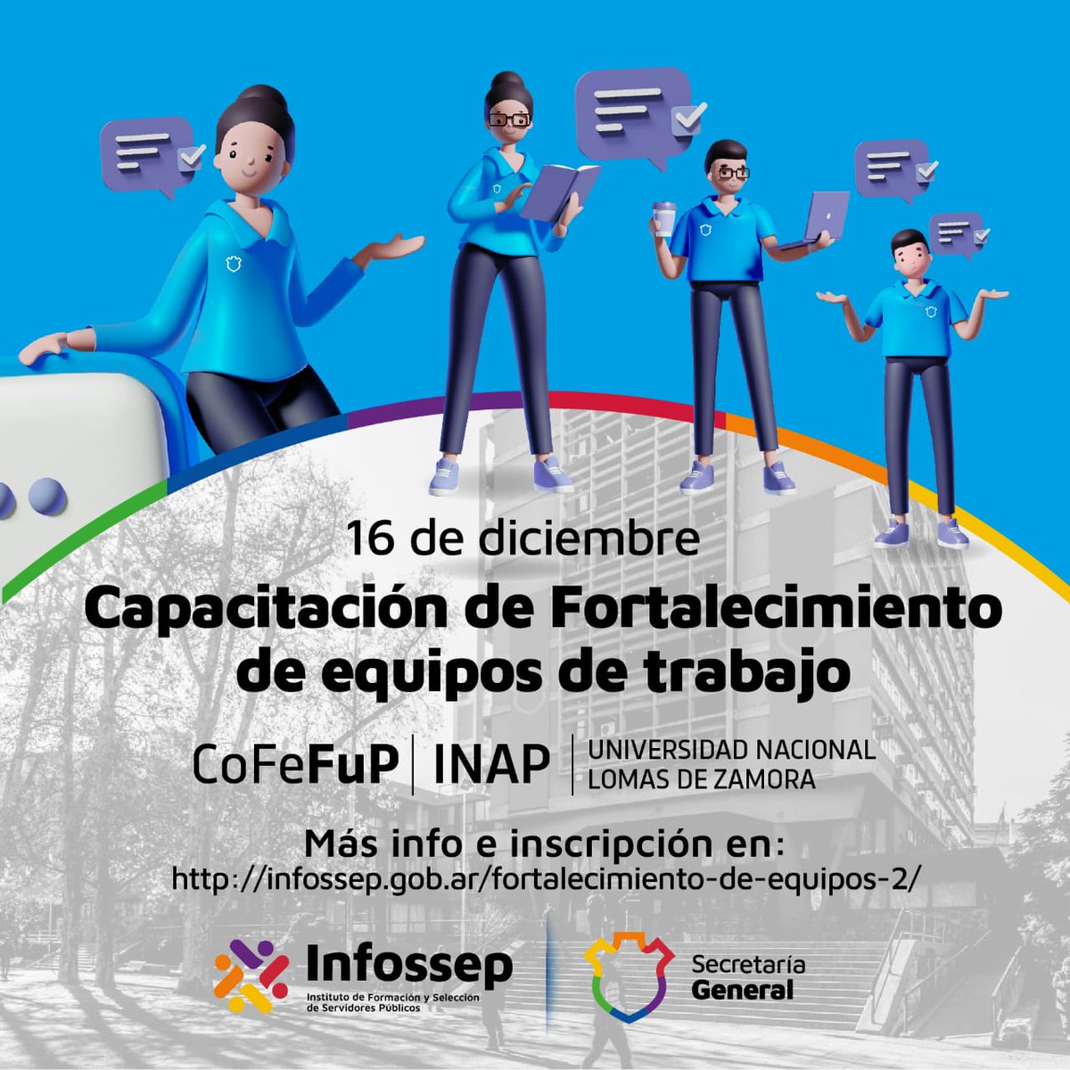Infossepcba's tweet photo. Nueva capacitación!! 
El INFOSSEP junto al @INAPArgentina a través de la Universidad de @UNLZoficial  capacita a empleados de la @MuniCba en Fortalecimiento de Equipos de Trabajo. Más info en https://t.co/HudlPAfMDG https://t.co/e1G7JYANYJ