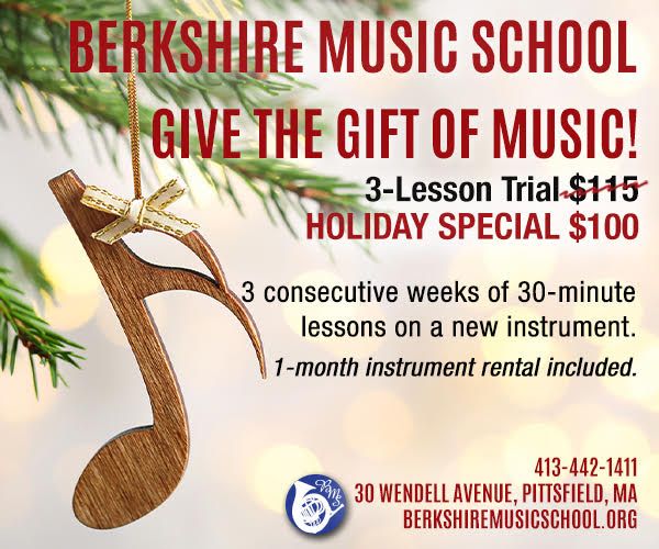 You can never go wrong with a gift of music for the holidays. Berkshire Music School makes it easy with its 3-Lesson Trial Holiday Special. #sponsored