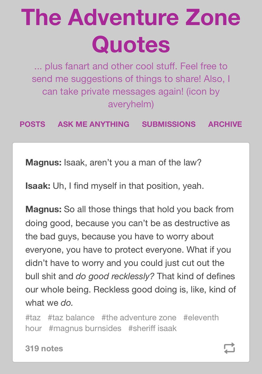 The Adventure Zone Quotes Travis Mcelroy, The Internet's Best Friend På Twitter: "@Samsmithtweets  That's A Quote From My Podcast #Thezonecast! Https://T.co/Wtaevgpseq" /  Twitter