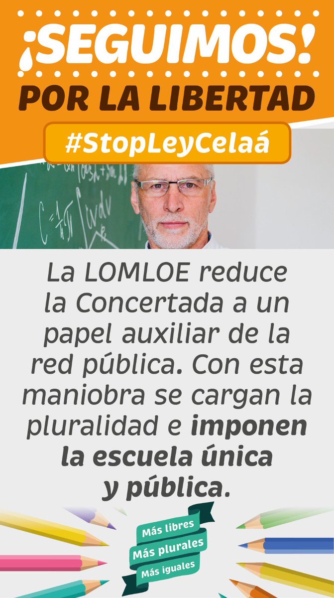 Martablascom1's tweet photo. La LOMLOE es inoportuna: ni es el momento ni son las formas #MasLibres @masplurales Firmar manifiesto aquí: https://t.co/e9HC6lDRKo https://t.co/IfLs4PofkT