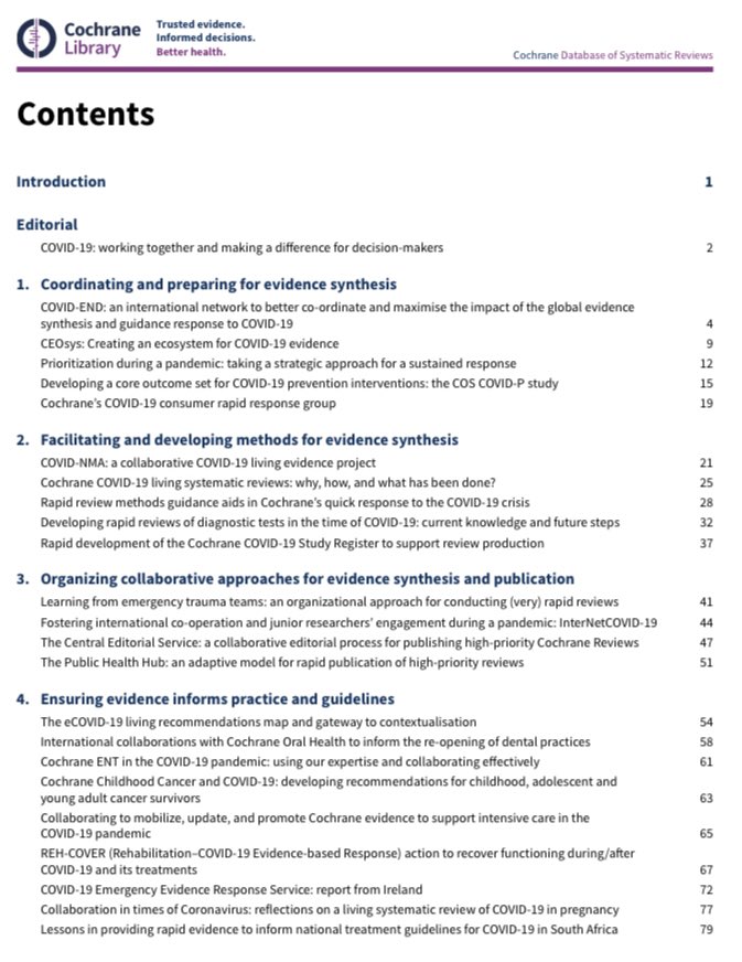 JUST PUBLISHED! Collaborating in response to #COVID19 - editorial &amp; methods initiatives across Cochrane - 23 inspiring reports on what’s been achieved in 2020 &amp; lessons learnt for future preparedness: cochranelibrary.com/documents/2018… Delighted to have edited this with @JHeditor!
