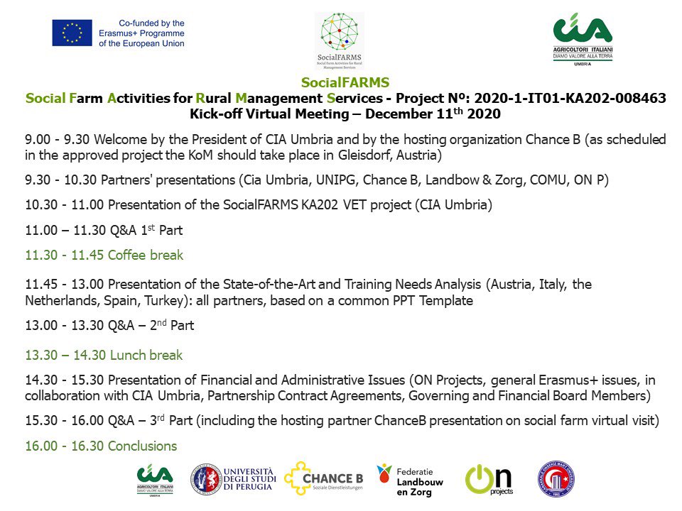 MassimoCanalicc's tweet photo. The @EUErasmusPlus Strategic Partnership VET project #SocialFARMS will hold tomorrow its Kick-off Meeting online due to #coronavirus rules all over Europe. It’s however a pleasure to start this innovative project on #SocialAgriculture with partners from IT, A, E, NL and TR. https://t.co/DnxJLnATsR