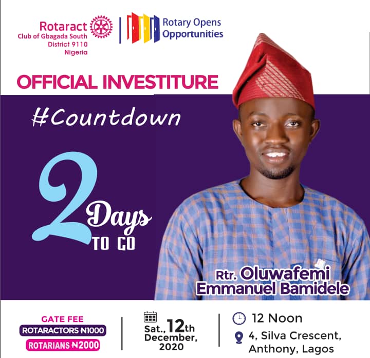 Gbagadasouth's tweet photo. 2 DAYS TO GO

The reward for work well done is the opportunity to do more

Join us as we officially install the 3rd Rotaract President, Induction of  board members and fundraising ceremony of our great club.

We don SORO SOKE‼️‼️‼️🗣️🗣️🗣️🗣️

#TheAchieversClub
#3rdPresident https://t.co/JNOWFVxvlR