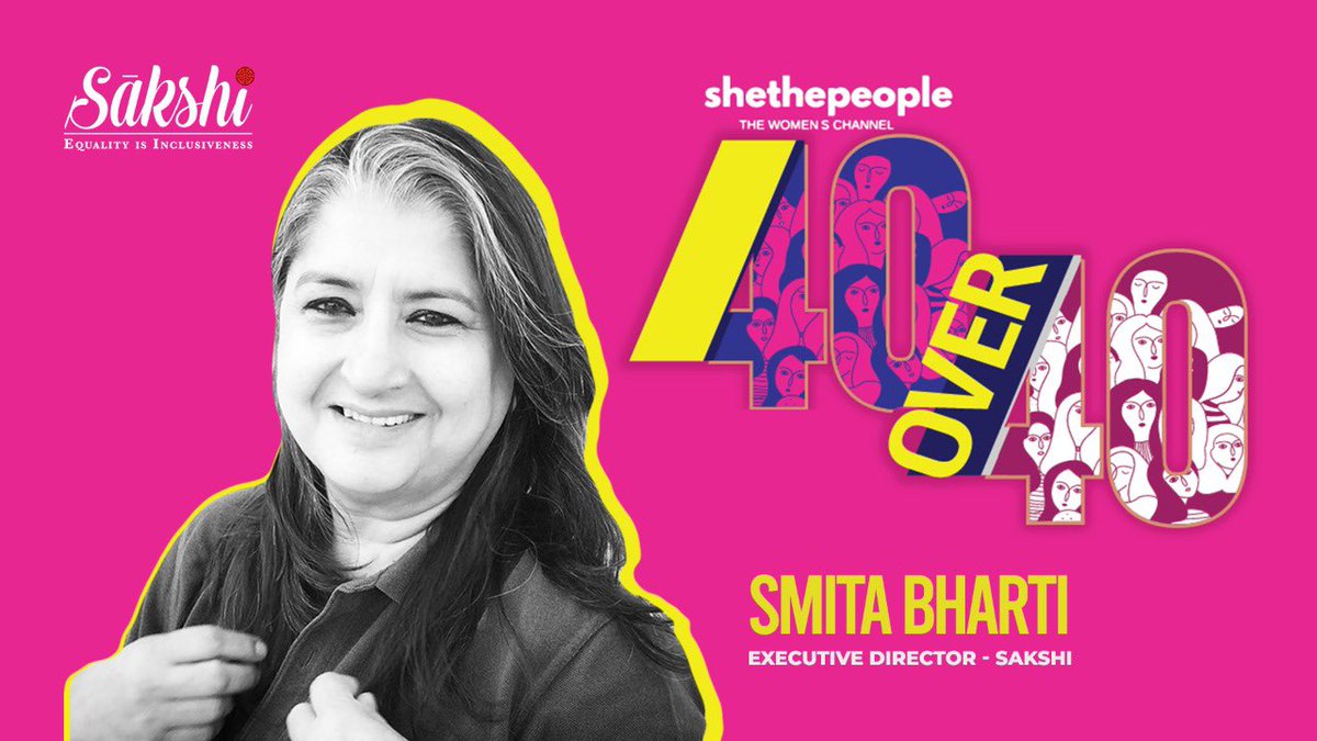 Breaking the age barrier and relentlessly working to make home a safe space, we take a moment to celebrate Smita Bharti today. Sakshi's Executive Director was declared a winner for the #40Over40 Awards by @SheThePeopleTV on Wednesday. Congratulations @_smitabharti_!