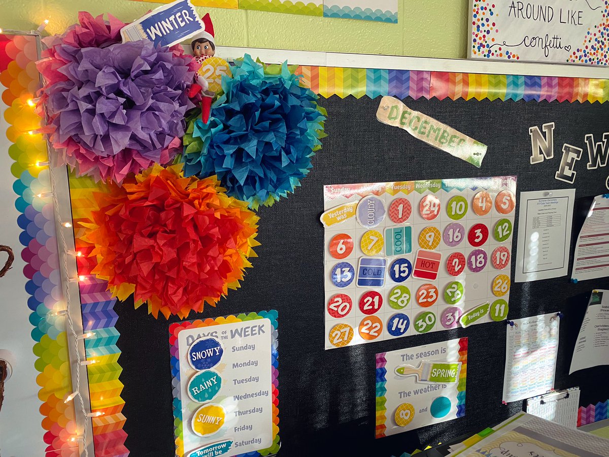 MrsSmith2k19's tweet photo. Snowflake is back to causing her usual trouble in the classroom 🤦🏻‍♀️ She did a little rearranging to our calendar area! #NooooSnowflake #ElfOnTheShelf #SnowflakeTheElf https://t.co/RU5GvKKduT