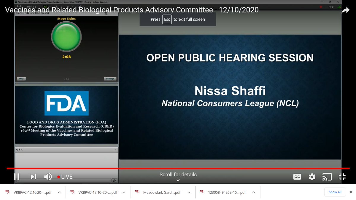 Nissa Shaffi of  @ncl_tweets calls on  @fdagov to continue post-marketing surveillance to detect any potential problems, such as the allergic reactions seen to  @Pfizer vaccine in the UK.  #vrbpac