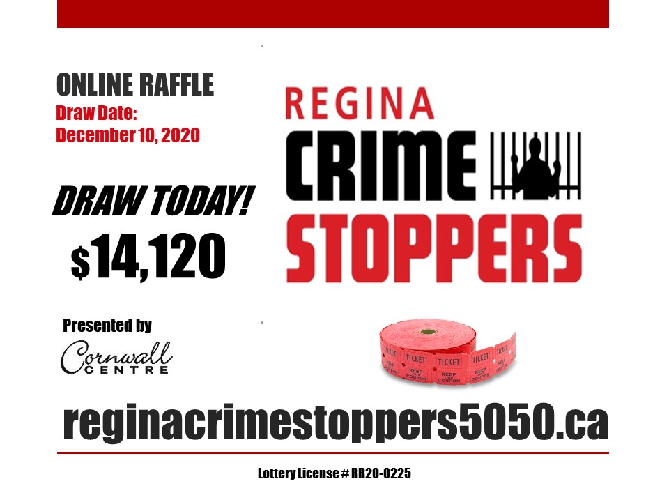 WOW!  $14,120 and growing . . . 
Just a couple of hours to go to get your ticket at reginacrimestoppers5050.ca  Don't miss out!
Join us for the live draw on Facebook at 3 p.m. today.