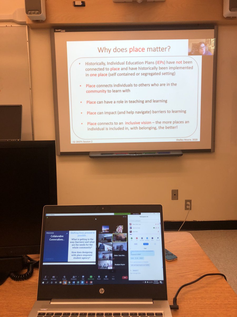 Looking at the role of place and community, and teaching all not just one student through the writing of competency based IEPs with several schools across #sd61learn with <a href="/tweetsomemoore/">Dr. Shelley Moore, PhD</a>