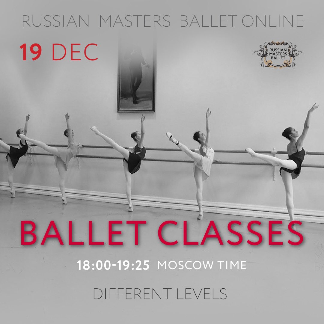 BalletCamp's tweet photo. We continue to present our online masterclasses.

12, 19 December - Ballet class.

13, 20 December - Stretching with experienced Olga Pavlova.

15 December  - En Dehors development.

https://t.co/FnLpaw4vQn

Or write an email
online@russianmastersballet.com

#russianmastersballet https://t.co/BVKzndKJvF