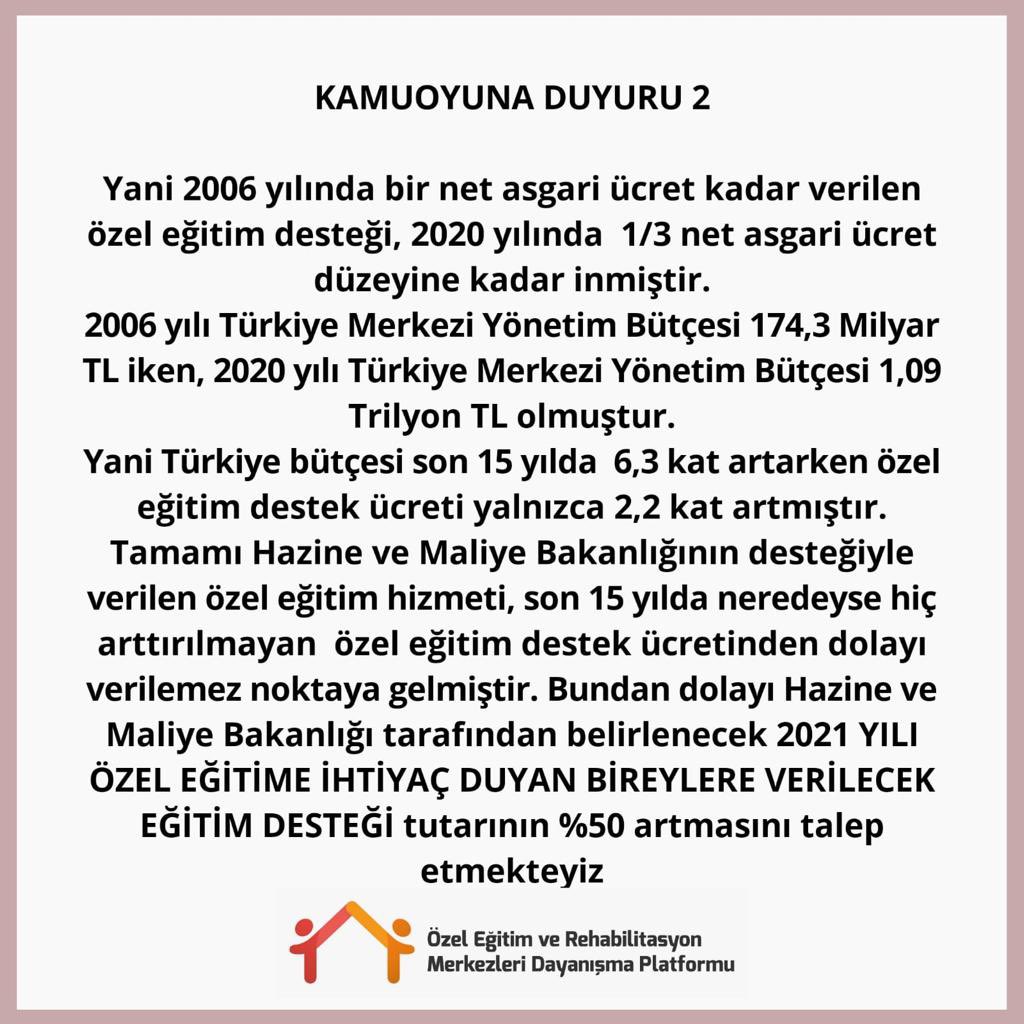 YasinTirniğ (@yasintirnig) on Twitter photo Son 15 yılda artan refaha ve enflasyona rağmen özel eğitime verilen destek nerdeyse hiç artmadı.
2021 de Özel Eğitim Destek Ücreti %50 artmalı.
ÖzelEğitim Önceliğimiz olmalı artık.
<a href="/lutfielvan/">Lütfi Elvan</a>
<a href="/ziyaselcuk/">Ziya Selçuk</a>
<a href="/HMBakanligi/">T.C. Hazine ve Maliye Bakanlığı</a> Son 15 yılda artan refaha ve enflasyona rağmen özel eğitime verilen destek nerdeyse hiç artmadı.
2021 de Özel Eğitim Destek Ücreti %50 artmalı.
ÖzelEğitim Önceliğimiz olmalı artık.
<a href="/lutfielvan/">Lütfi Elvan</a>
<a href="/ziyaselcuk/">Ziya Selçuk</a>
<a href="/HMBakanligi/">T.C. Hazine ve Maliye Bakanlığı</a>