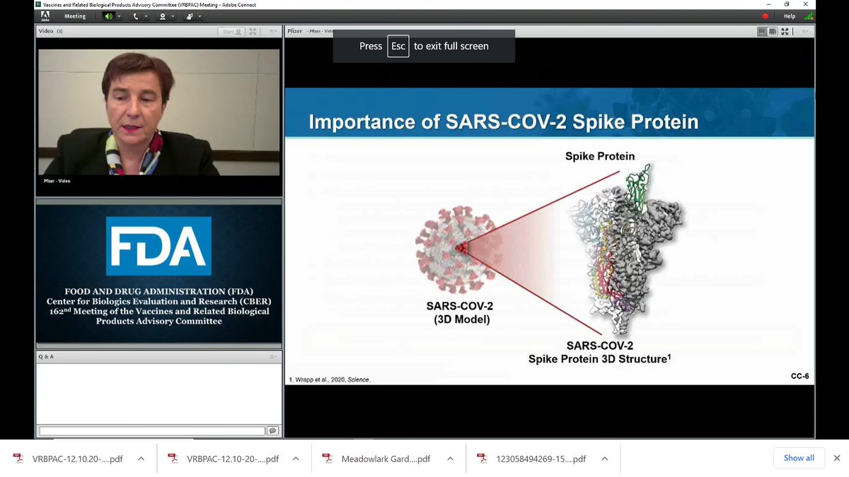  @Pfizer vaccine will require 2 doses, three weeks apart. Its vaccine targets the spike protein, says Kathrin Jansen.  #vrbpac