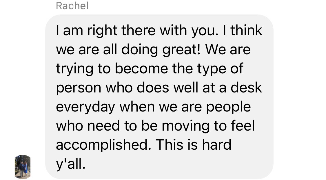 mkell_1's tweet photo. A much needed reminder from a colleague during work from home! You got this :) https://t.co/321qlIq5uQ