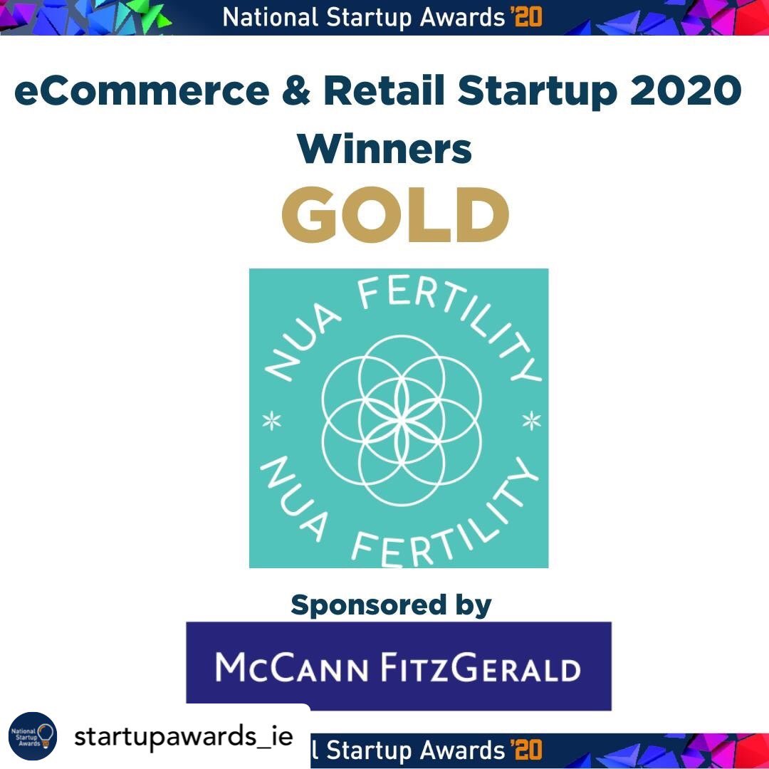 NuaFertility's tweet photo. We are absolutely delighted to have won Gold at this years National Start Up Awards for eCommerce &amp; Retail Startup 2020 🤩we can’t believe it! 
Thank you so much to everyone, our customers and incredible team @NuaFertility @StartupsIreland @McCannFitz #StartUpAwards https://t.co/oow2EiWJxT
