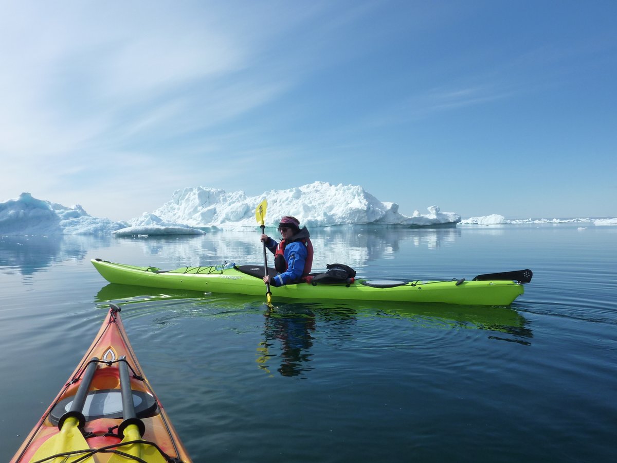 DrMiriamJackson's tweet photo. I combined two of my favourite things in #Greenland a few years ago - ice and kayaking! Today's #adventicebergs photo is from #Oqaatsut also called #Rodebay, in #DiscoBay. https://t.co/3MbxpzSeTi
