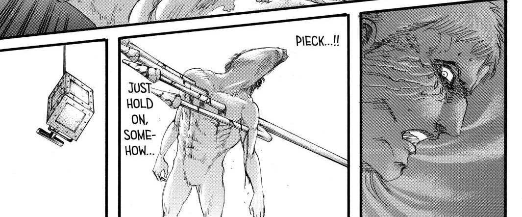 Now Pieck. I think she will most likely die next chapter. There’s no real reason to keep her around imo. I think that she will detonate the explosives before she dies, thus completing her duty as a warrior
