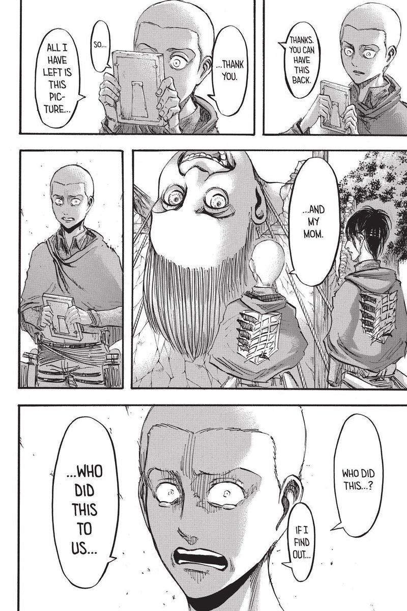 In saying this though, I believe there’s a possibility that Connie will take Levi’s place in the vow. Isayama has foreshadowed a confrontation between Connie and Zeke since the end of COT And with Levi out of commission, it’s possible that Connie is the one who confronts Zeke