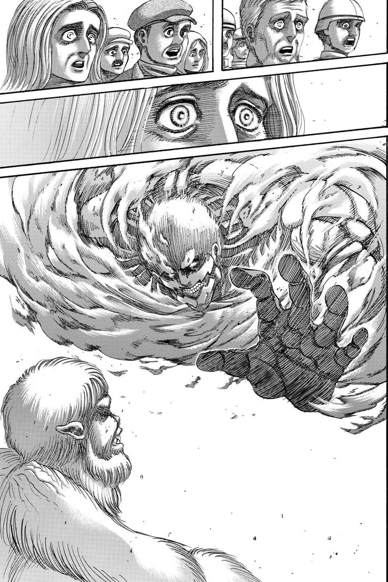 Now, last chapter Reiner became a hero in the eyes of his mum. Of course he will meet her once again, but I don’t think this will end without one more fight between Reiner and Eren