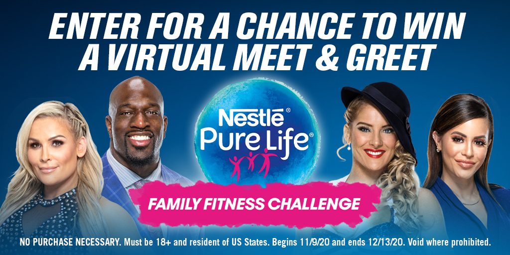 There's still time to enter the @NestlePureLife Family Fitness Challenge!
 
Share how your family stays active using #ChooseWater and #WWExNestlePureLifeSweepstakes for the chance to win a virtual meet and greet with WWE Superstars! #ad
 
For details: ➡️ WWE.com/FamilyFitnessC…