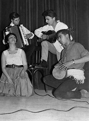 Jewish musicians in a Hanukkah party in the 50’s, Algeria.