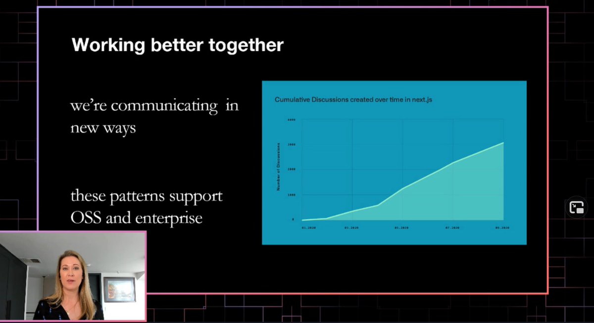 This is the enterprise track. If more enterprises sounded like  @nicolefv I'd make fun of them a lot less. She's demonstrating that "enterprise speak" isn't a secret / evolved language so much as it is a mask for poor communication.