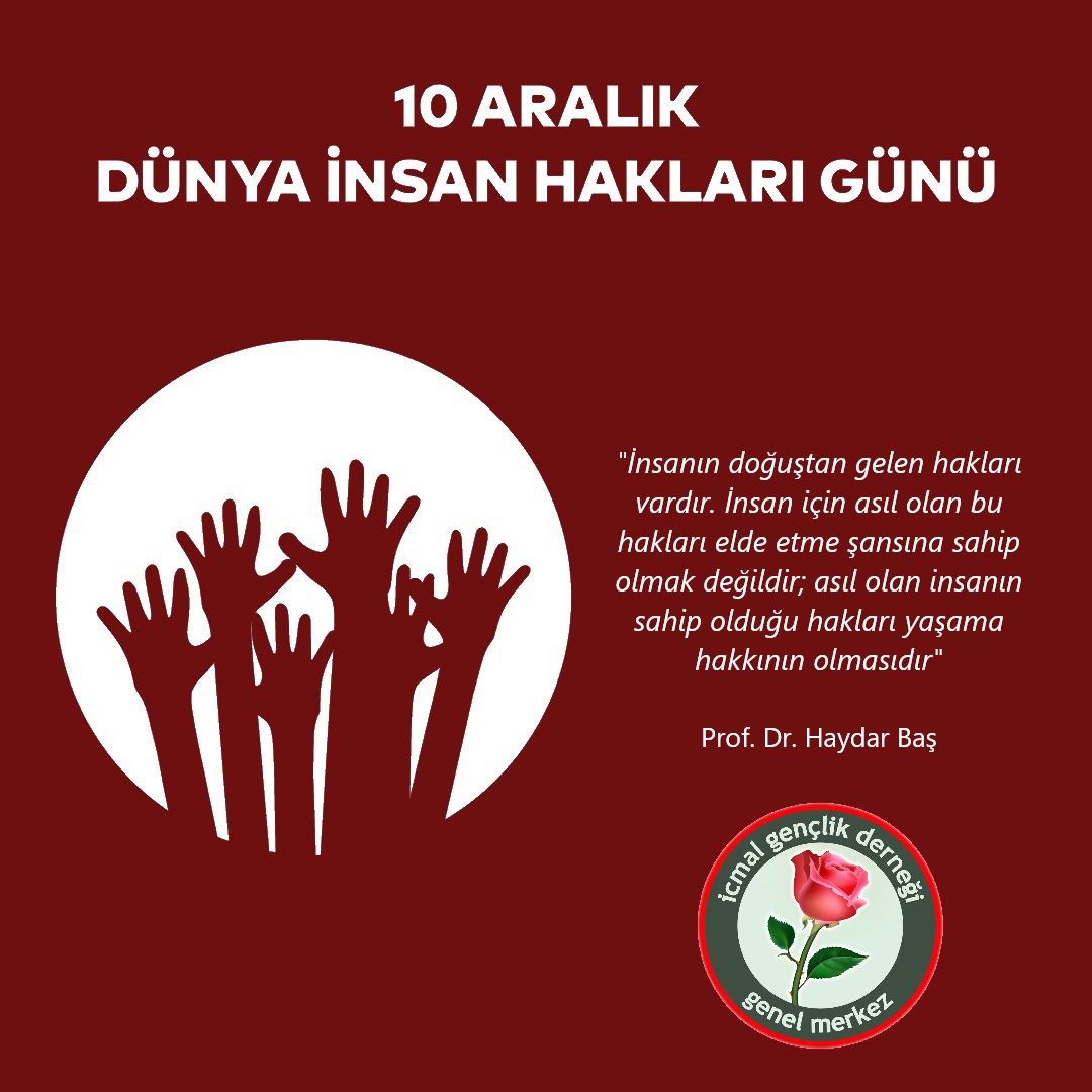 Her insanın doğuştan getirdiği hakları vardır. Bunlar asla kimsenin lütfu değildir. Kişi bu haklarını kullanabildiği ölçüde İNSAN olmanın keyfine varabilir.  #duenyainsanhaklarıguenue #insanhaklarigunu
#milliekonomimodeli